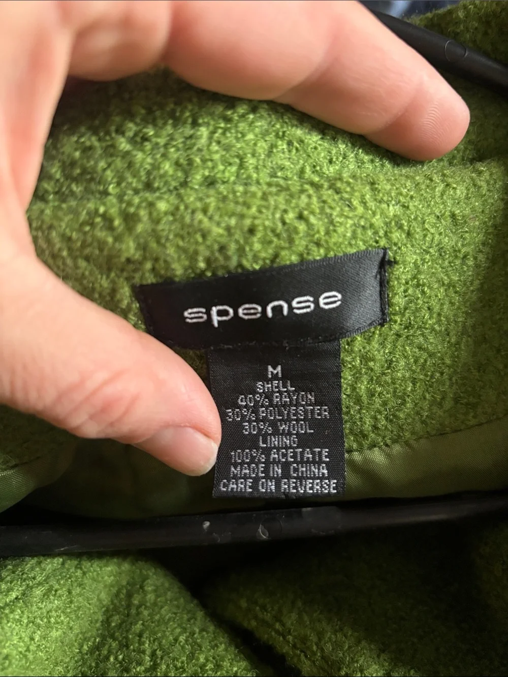 Spense Green Wool-Blend Cropped Pea Coat | Size M